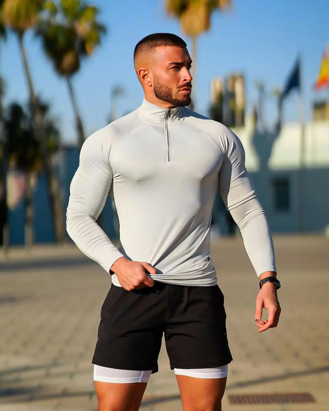 Men's Quick Dry Half Zip Sports T-Shirt