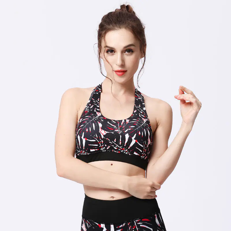 Printed Wireless Sports Bra for Yoga and Gym Wear