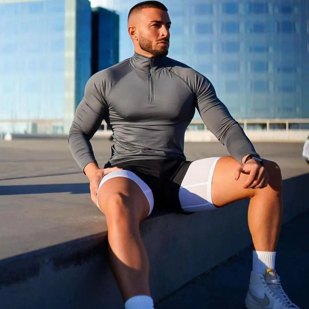 Men's Quick Dry Half Zip Sports T-Shirt