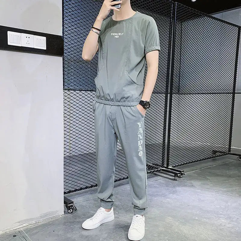 Men's Ice Silk Short Sleeve T-shirt for Sports