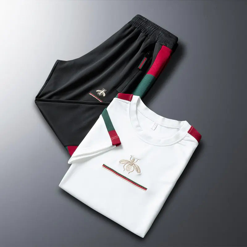 Men's Sports Set: Short Sleeve T-Shirt & Long Pants