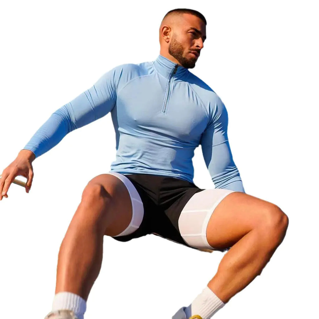 Men's Quick Dry Half Zip Sports T-Shirt