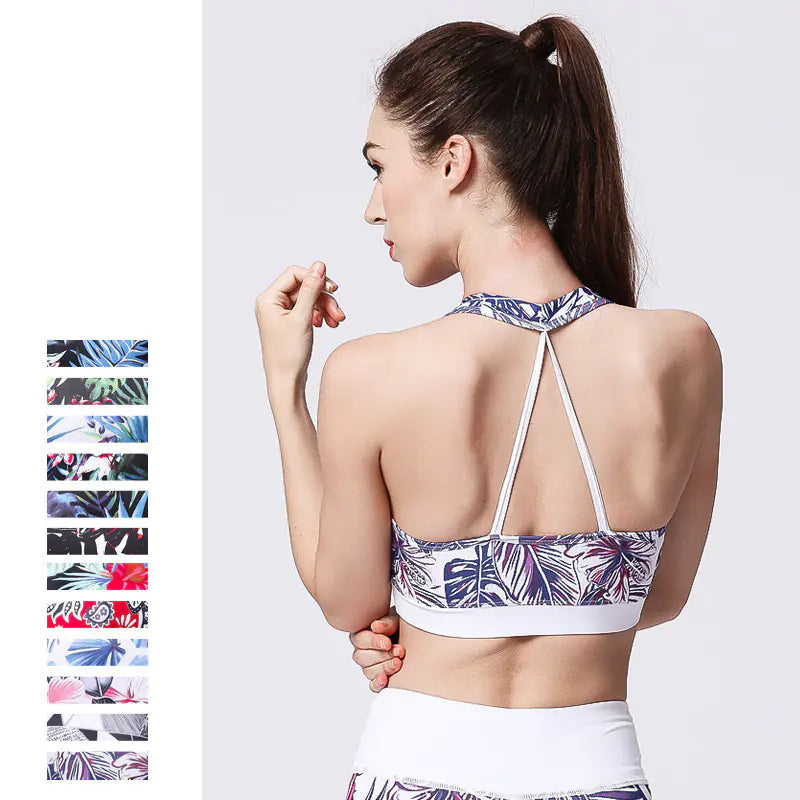 Printed Wireless Sports Bra for Yoga and Gym Wear