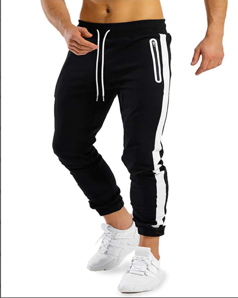 Men's Trendy Running Fitness Side Contrast Velcro Trousers
