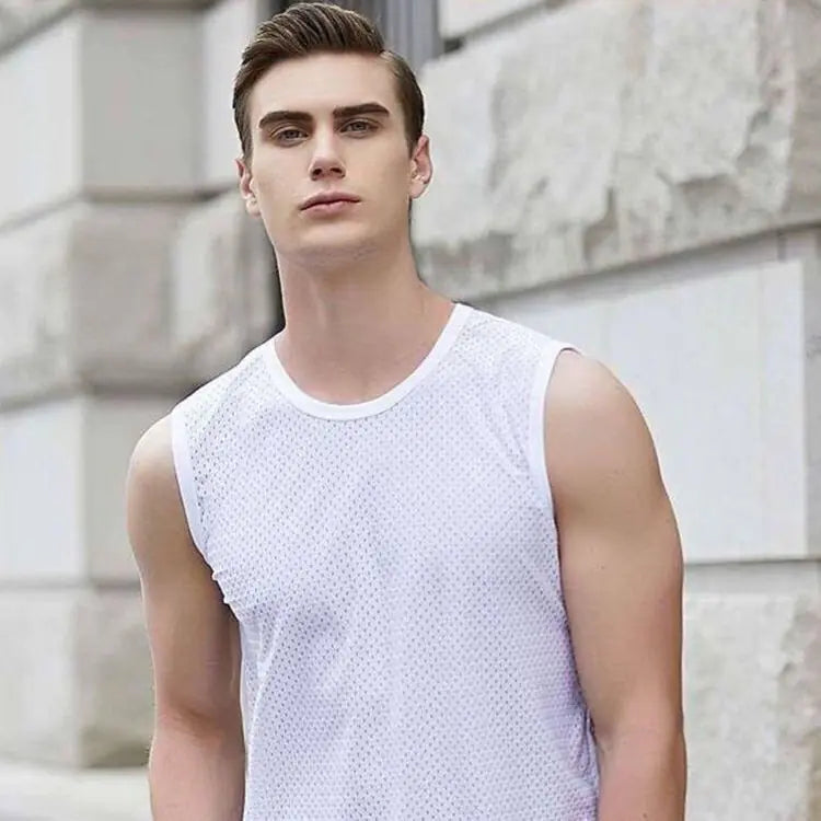 Men's Sleeveless Ice Silk Breathable Sports T-shirt