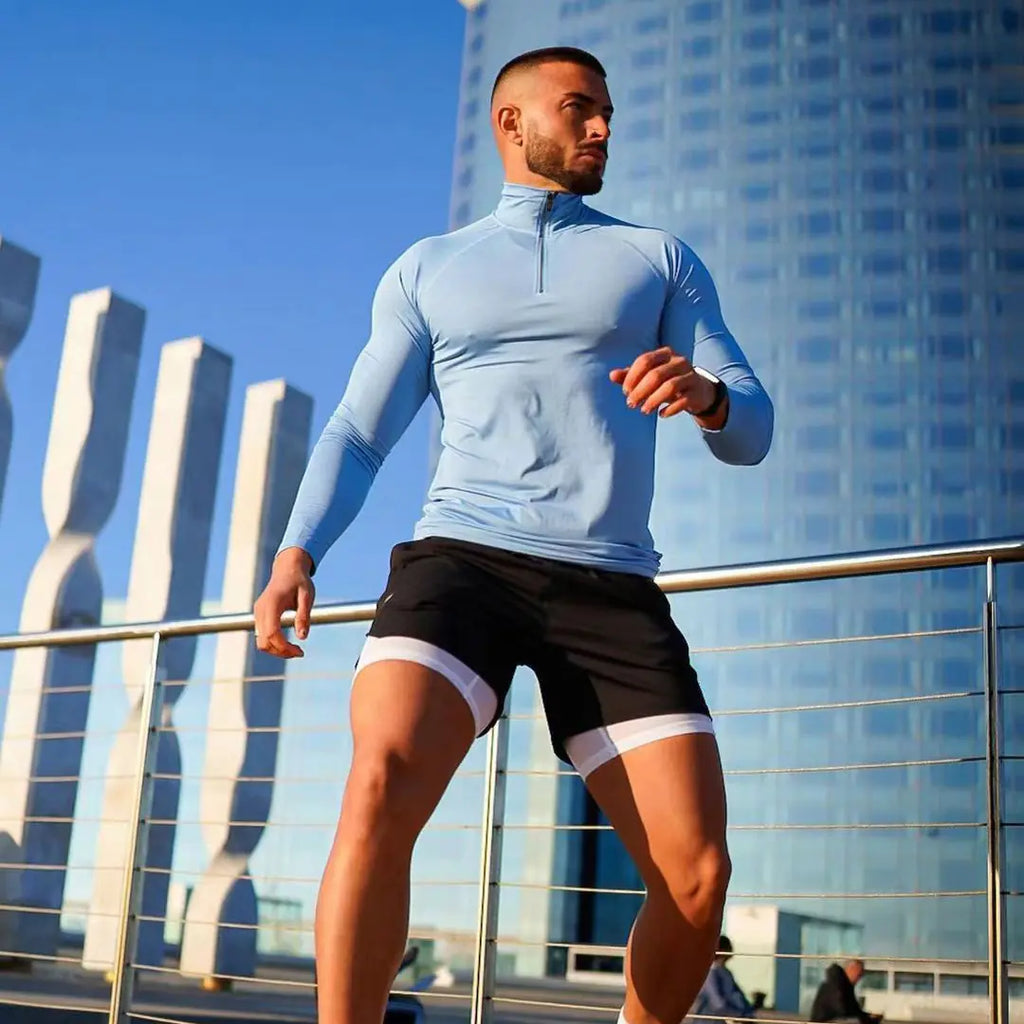 Men's Quick Dry Half Zip Sports T-Shirt