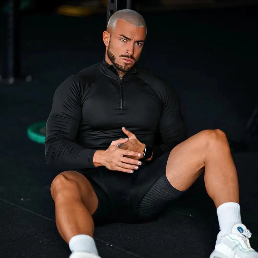 Men's Quick Dry Half Zip Sports T-Shirt