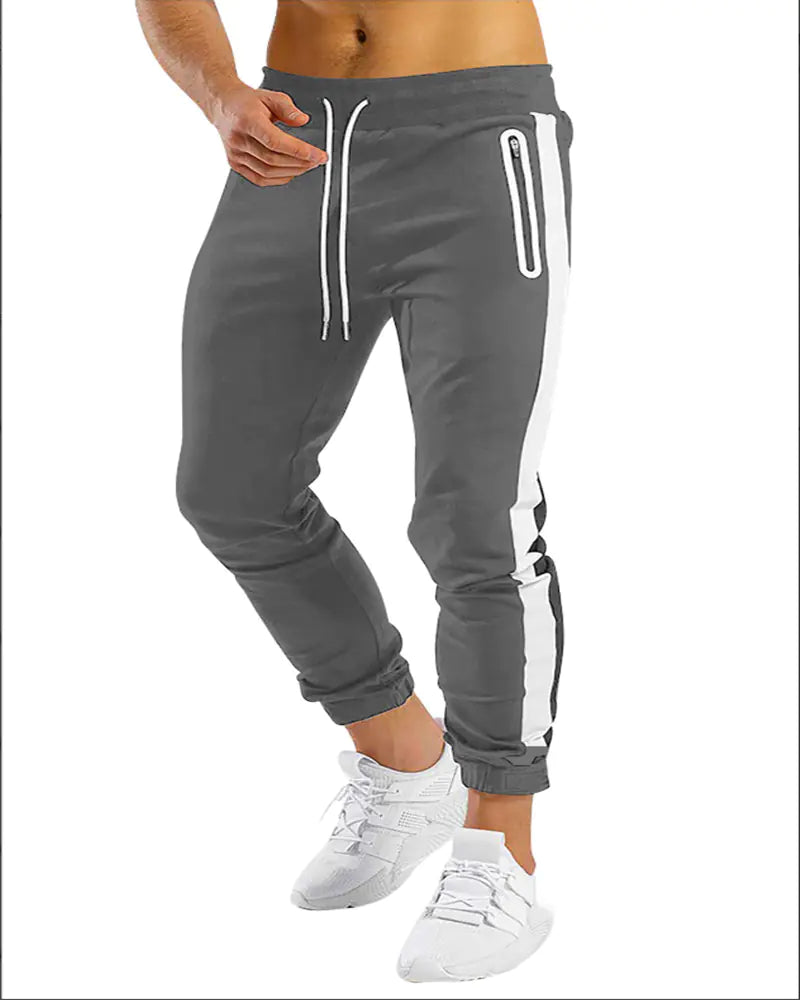 Men's Trendy Running Fitness Side Contrast Velcro Trousers