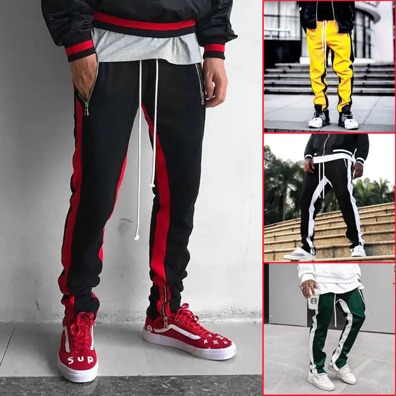 Trendy Men's Fitness Trousers with Zipper Pockets
