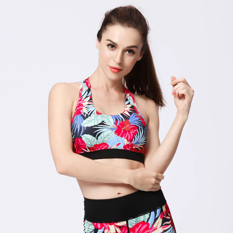 Printed Wireless Sports Bra for Yoga and Gym Wear