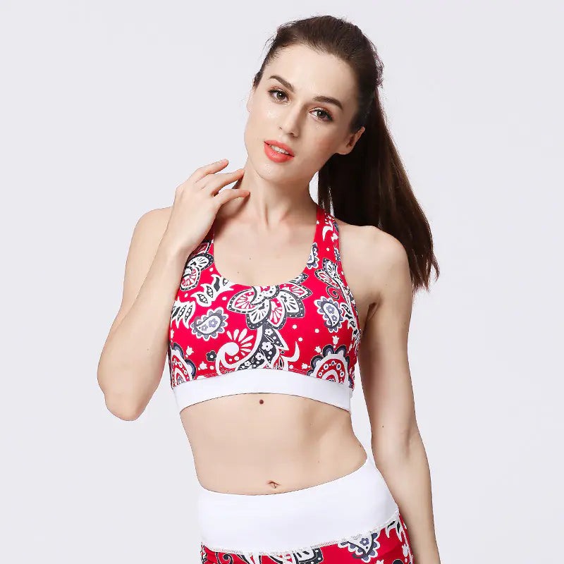 Printed Wireless Sports Bra for Yoga and Gym Wear